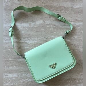 *FAKE Prada* Mint Green Leather Crossbody Shoulder Bag